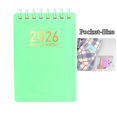 thumbnail image 1 of Fmxomd Pocket Calendar 2026, Weekly and Monthly Small Planner for Purse, A7 Size Jan.2026 - Dec.2026, 4.25" x 3" Mini Daily Planner/Agenda/Calendar Organizer for Women/Men, Green, 1 of 8