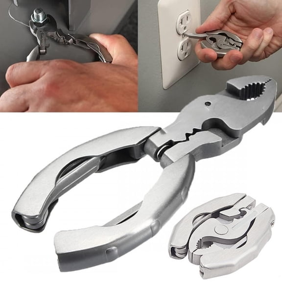 Fmxomd Polished Stainless Steel 9-in-1 Micro Pocket Multitool with Screwdrivers, Pliers (1Pack)