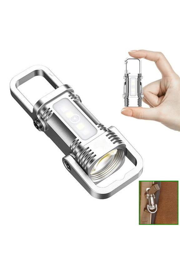 Rechargeable EDC Flashlight, Mini LED Keychain Light, Easy take with Pocket or Attach to Keyring, Bag, for Everyday Carry and Emergencies (Black)