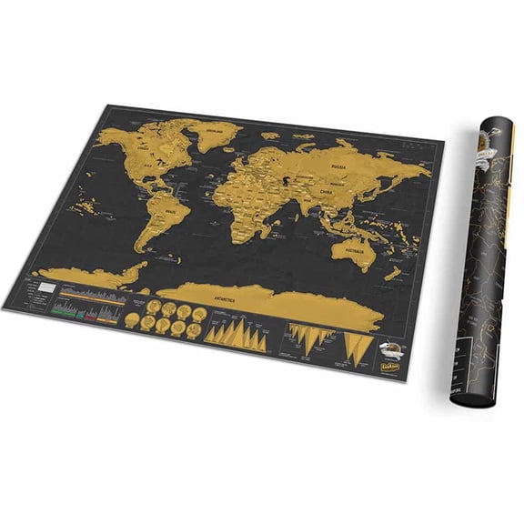 Fmxomd Scratch Off World Map -12x16.5- Easy to Frame Scratchable World Map Poster - Best Travel World Map Gift, All Accessories - Premium Detailed Scratch Off Map of The World - for Globetrotter