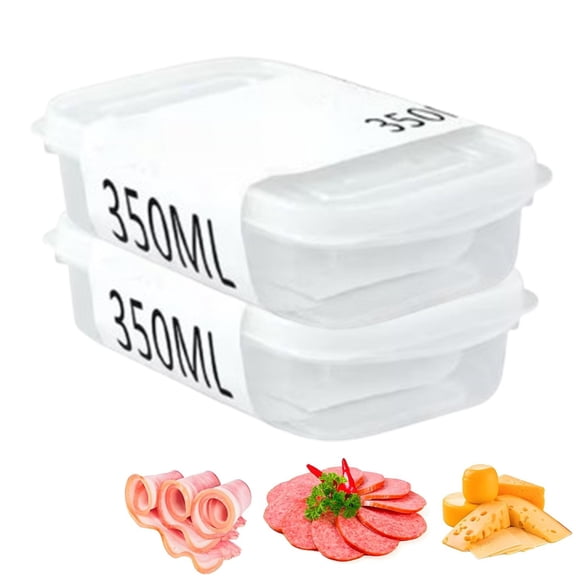 Fmxomd Set of 2 Deli Meat Container for Fridge, Stackable Cold Cuts Storage Containers with Clear Lids & Clip for Deli Meat, Bacon, Cheese & Meal Prep, BPA-Free, 11.8oz