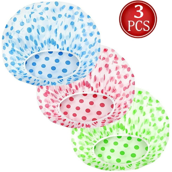 Fmxomd Shower Cap, 3Pcs Hair Cap for Shower, Waterproof Reusable Shower Caps Bath Hair Hat Stocking Stuffers for Women Men, Multicolor