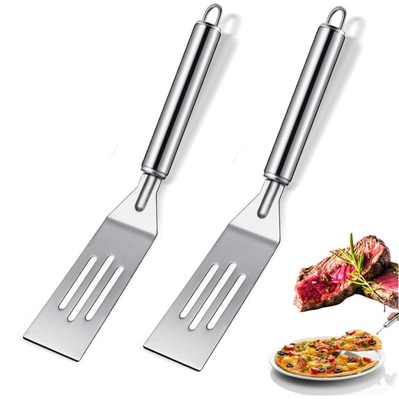 Fmxomd Small Spatula 2 Pieces, Metal Spatulas for Kitchen Use, Stainless Steel Mini Serving Spatula for Flipping and Cooking, Ideal for Brownies, Tiramisu, Cookie, Lasagna or Pancakes, 9.84Inch