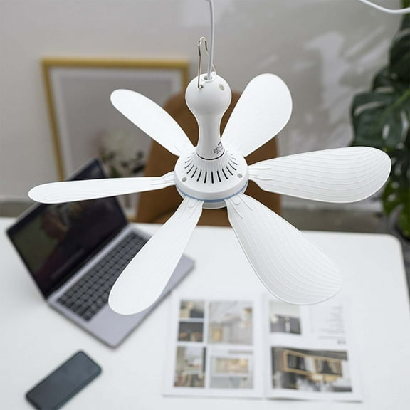 Fmxomd Small USB Ceiling Fan 5V Air Circulator Fan 6 Blades Portable Hanging Ceiling Fans for RV Camper Trailer Boat Camping Tent Tarp Canopy Sun Shelter Screen House Gazebo 3.2ft Cord And Switch