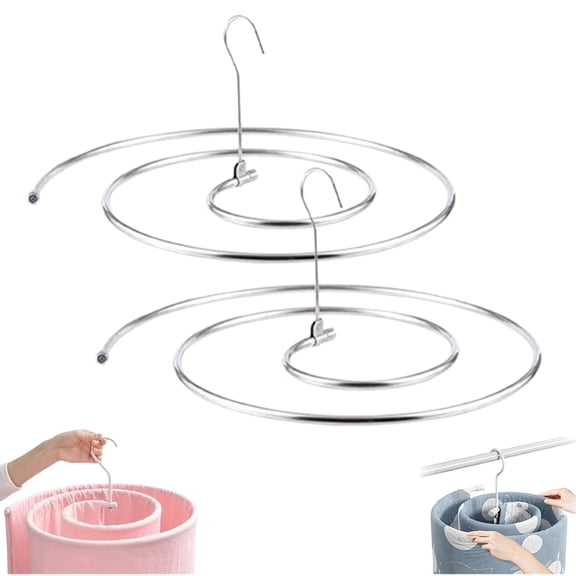 Fmxomd Spiral Sheet Hanger,Steel Blanket Quilt Tablecloth Drying Mount Dryer Laundry Hanger Metal Bedspread Mattress Storage Scarf Shawl Sheet Table Cloth Round Hanging Drying Rack(2Pack)