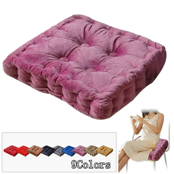 Fmxomd Square TuftedChair Pad Pillow, 1Packl Super Soft Floor Tatami Seat Cushion Thick Velvet Chair Pads Cushion for Kitchen Dining Office Chair (Purple,15.75"x15.75"x3.54")