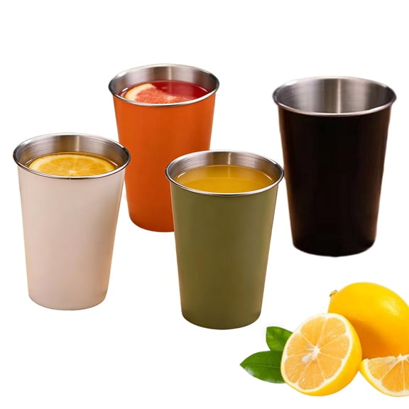 Fmxomd Stackable Stainless Steel Drinking Cups for Travel and Camping - Durable Tumblers with Storage Bag for Outdoors Adventures - Great for Picnics, Parties, and Tailgating