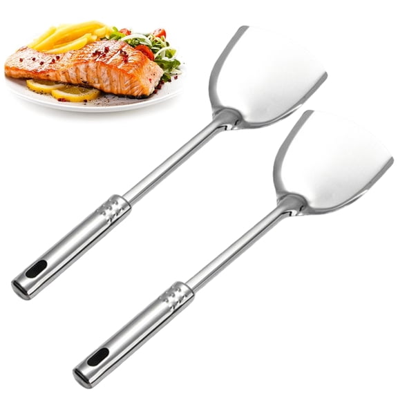 Fmxomd Stainless Steel Spatula - Slotted Turner Fish Spatulas for Nonstick Cookware - 2PCS Pancake Flipper Perfect for Steak, Burger, Pizza, Egg - Comfortable Grip - Dishwasher Safe - 12.59 inch