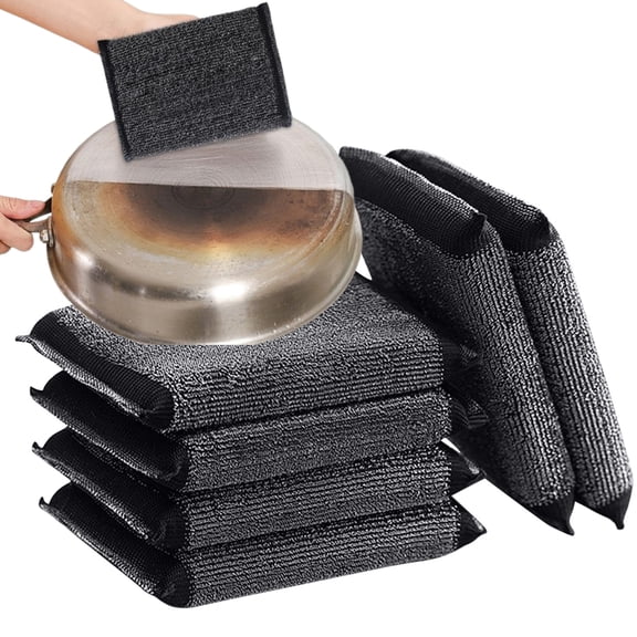 Fmxomd Steel Wool Scrubber Kitchen Sponges - Kitchen Dish Sponges Scrubbers, Non-Scratch Microfiber sponges for Cleaning, Pots and Pans Scrub Sponge(6 Pack)