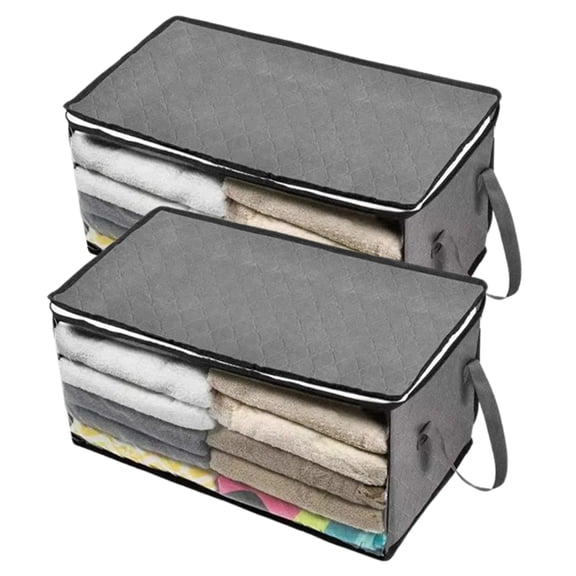 Fmxomd Storage Clothes Bins Closet Bags - 2Pack Containers Organizer Boxes Clothing Bin Organization for Organizing Blanket Pillow Sheet Sweater, Foldable Bedroom Small Storage Totes With Lids