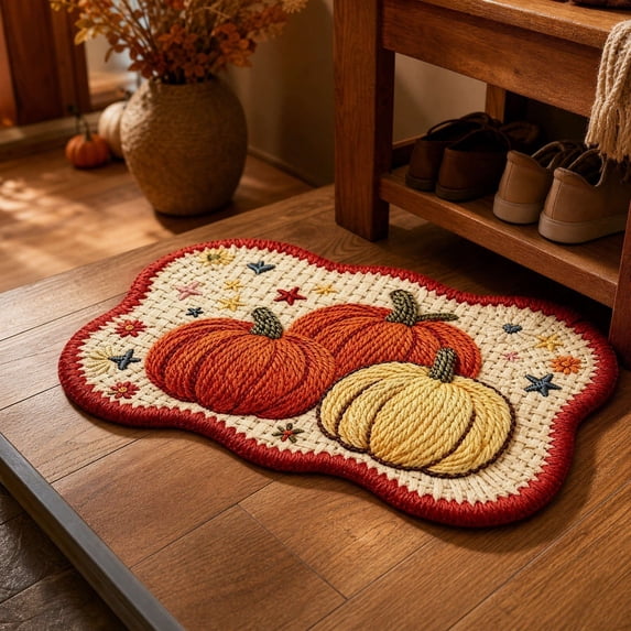 Fmxomd Thanksgiving Door Mat Hello Pumpkin Welcome Door Mat, Non Slip Fall Pumpkins Welcome Mat Indoor Outdoor Thanksgiving Decoration 16x24Inch