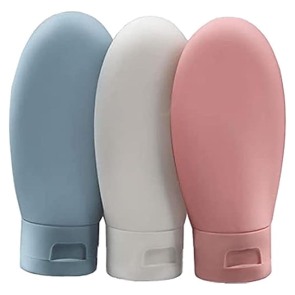 Fmxomd Travel Bottle, 3Pack Refillable Squeezable Containers Set(60ml/2Oz), Leakproof Transparent Carry Bag for Liquid Shampoos, Soap and Toiletries. (Multicolor)