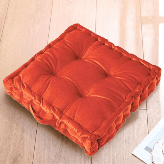 Fmxomd Tufted Floor Pillow, Seat Cushions for Adults, Floor Pillow for Meditation or Yoga, Plush Seating for Chair with Carrying Handle,15"x15"x3", Orange