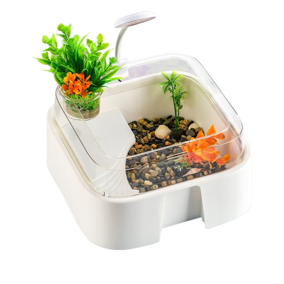Fmxomd Turtle Tank, Turtle Aquarium with Basking Platform and Bottom Drainage, for Turtles, Crayfish, Crabs, Amphibians, Reptiles