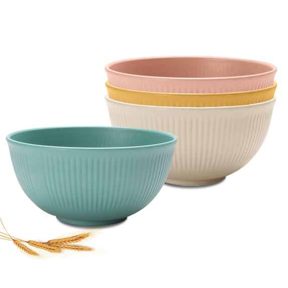 Fmxomd Unbreakable Cereal Bowls 20 oz -Reusable Wheat Straw Fiber Lightweight Bowls Set - Dishwasher & Microwave Safe - Perfect for Snacks,Cereal, Ice Cream,Soup, Rice Bowls 4 Pack