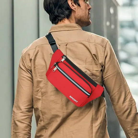 Fmxomd Unisex Mini Belt Bag with Adjustable Strap, Crossbody Bag Small Fanny Pack for Workout Running Traveling Hiking, Red