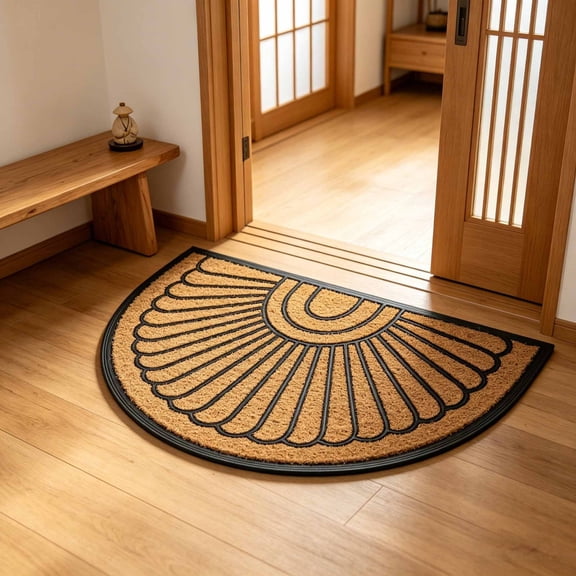 Fmxomd All Weather Rubber-Backed Coir Half Circle Door Mat – 20" x 29.5" Fade Resistant Small Front Door Mat Outside Entrance, Porch, Entryway – Indoor or Outdoor Use – Doormat