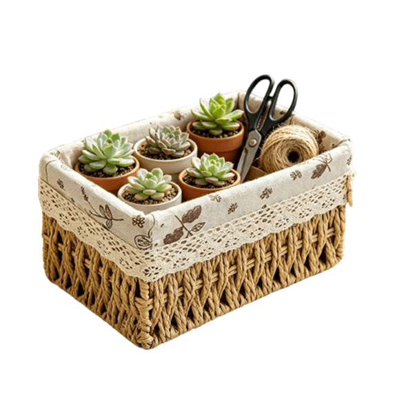 Fmxomd Wicker Baskets with Liner for Counter, Natural Rope Rattan Storage Basket,Hand Woven Pantry Table Organizer Bins for Bedroom Living Room Bathroom Home Shelves Office Desk (Large)