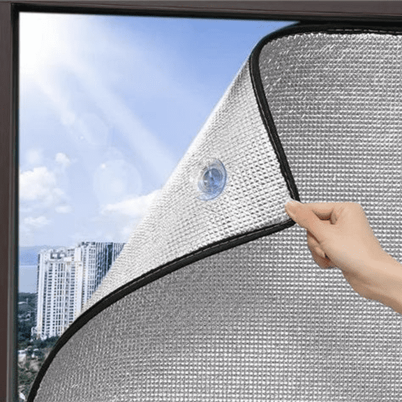 Fmxomd Window Insulation for Summer/Winter, Reflective Insulation Heat Blocker 12x39, Double-Sided Aluminum Foam Film for Home Windows, Easy to Use(1Pack)