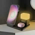 Fmxomd Wireless Charger 6 In 1 Night Light Alarm Clock 15W Stand