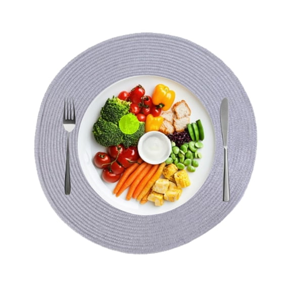 Fmxomd Woven Round Placemats, 15 Inch Kitchen Table Place Mats for Kitchen Dining Table Decorations Trivets Hot Dishes (Gray)