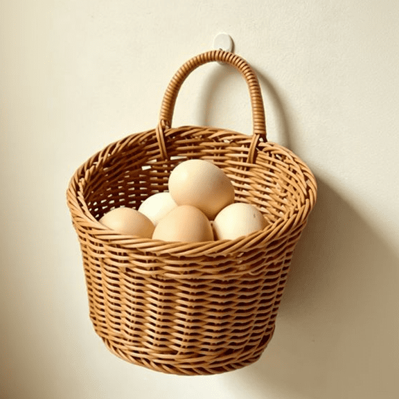 Fmxomd Woven Wicker Hanging Basket Door Hanging Basket Wall Decorations for Home Garden Farmhouse - Woven Wall Baskets for Storage, 3.15x5.51x5.51, (1Pack)