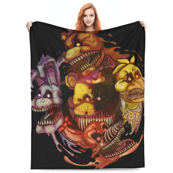 Fnaf Flannel Blanket Funny Ultra-Soft Micro Warm Throw Blanket Fleece Blanket Interesting Gift 60"X50"