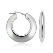 FREMADA KoolJewelry Fne 925 Sterling Silver High Polished Electroform Round Hoop Earrings (17 mm inner diameter)