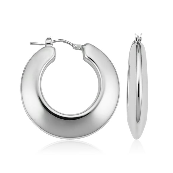 KoolJewelry Fne 925 Sterling Silver High Polished Electroform Round Hoop Earrings (17 mm inner diameter)