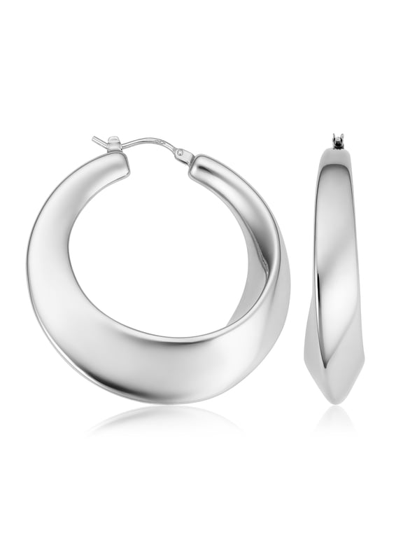 KoolJewelry Fne 925 Sterling Silver High Polished Electroform Round Hoop Earrings (23 mm inner diameter)