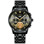 Fngeen New Watch Men's Fashion Black Watch Men's Flywheel Steel Belt Black King Kong Non-Mechanical Men's Watch