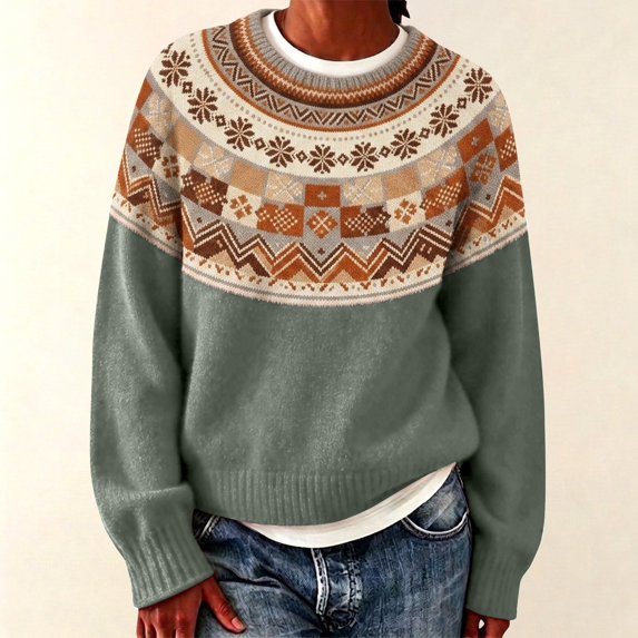 Fnhpitd 2026 Essentials Womens Sweaters Vintage Knitted Crew Neck Sweater for Women Y2K Aesthetic Pullover Fall Winter Trendy Clothes, Grey Xl