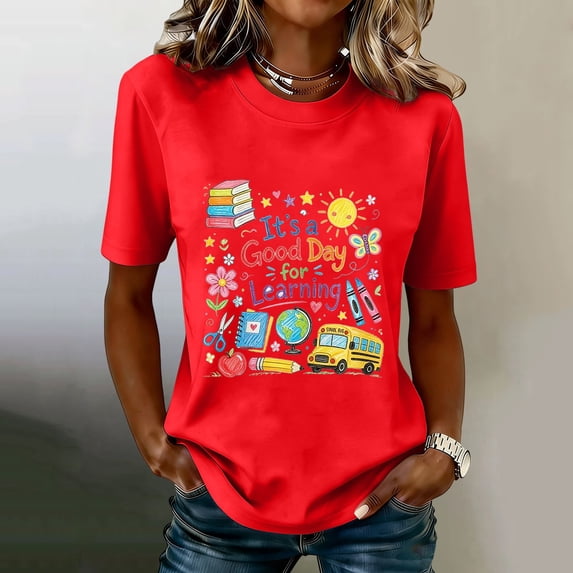 Fnhpitd Butter T Shirt Teach Tshirt Cute Teacher Life Shirts Special Education Tee Inspirational Tops Red,2Xl