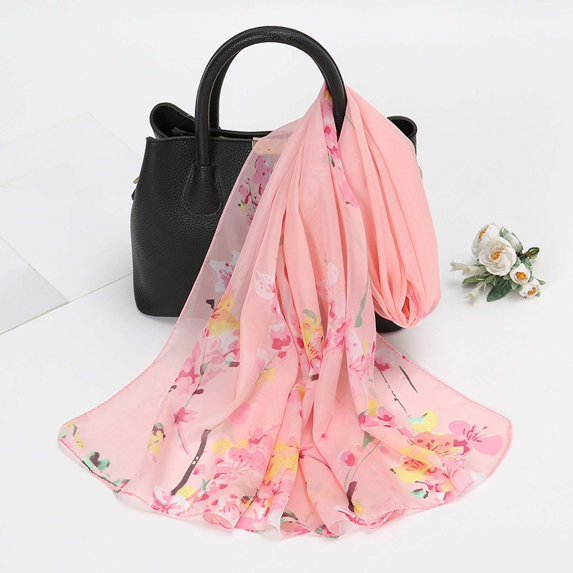 Fnhpitd Lightweight Scarf Fashion Scarves Elegant Floral Pattern Sheer Scarfs Sunscreen Shawls Wraps Pink One Size