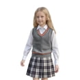 thumbnail image 1 of Fnhpitd Sweater Vest Girls Fall and Winter Waistcoat, School Uniforms Sleeveless Knit Pullover Grey 150, 1 of 7