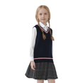thumbnail image 1 of Fnhpitd Sweater Vest Girls Fall and Winter Waistcoat, School Uniforms Sleeveless Knit Pullover Navy 130, 1 of 7