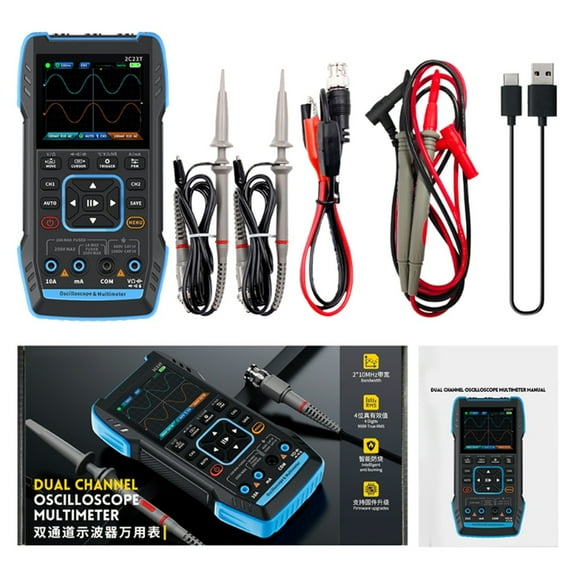 Fnirsis 2C23T Handheld Digital Dual Channel Oscilloscope Multimeter 3In1 Signal Generator Dual Channel Digital Oscilloscope