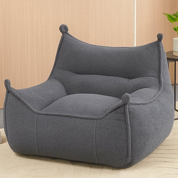 Fnkosi Bean Bag Chair, Lambswool Giant Bean Bag for Living Room, Bedroom, Chilren's Room, No Assembly Required, Gray