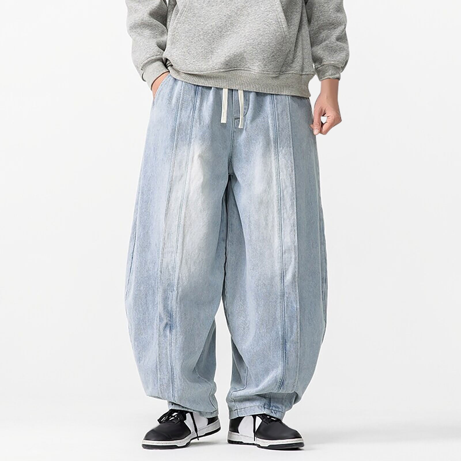 Fnnxeal Big & Tall Light Blue Denim Pants Size 4XL - Oversized