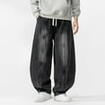 thumbnail image 1 of Fnnxeal Big & Tall Men's Black Oversized Baggy Denim Pants - Size 5XL, 100% Denim, Elastic Drawstring Waist, Streetwear Style, Vintage Wash, Comfortable Casual Daily Jeans, 1 of 6