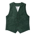 thumbnail image 1 of Fnnxeal Big & Tall Mens Corduroy Vest for Casual & Wedding, Green Stretch Cotton Slim Fit Waistcoat with Pockets, 5-Button V-Neck Fall Layering,Size XS, 1 of 4