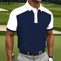 Fnnxeal Big and Tall Men's Navy Polo Shirt 2XL - Stretchy, Wrinkle Free, Moisture Wicking - Ideal for Golf & Work