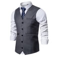 thumbnail image 1 of Fnnxeal Big and Tall Mens Vest Dark Gray Slim Fit Stretch Formal Waistcoat for Wedding Groomsmen Business Office,Size 2XL, 1 of 5