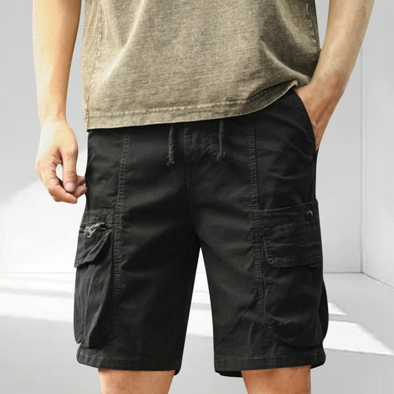 Fnnxeal Cargo Shorts for Men, Relaxed Fit Outdoor with Pockets Mens Summer Casual Pants Big and Tall Shorts Black Carpenter Shorts M