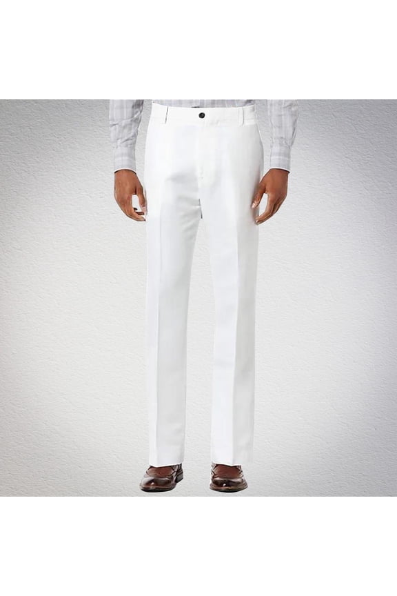 Casual Pants for Men Business Solid Button Stylish Straight Leg Long Pants White Pants for Men Size XL