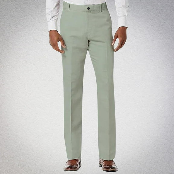 Fnnxeal Casual Pants for Men Solid Straight Leg Stylish Button Business Long Pants Mint Green Pants for Men Size L