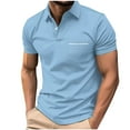 thumbnail image 1 of Fnnxeal Casual Performance Mens Polo Shirt Short Sleeve Slim Fit Moisture Wicking 100% Polyester Sky Blue with Pocket,Size 2XL, 1 of 5