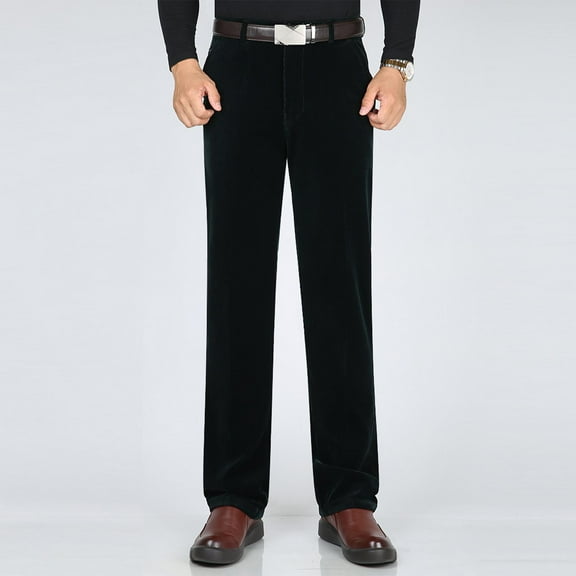 Fnnxeal Classic Suit Pant for Men Solid High Waist Pull-On Fashion Pants with Pockets Green Pants for Men Size M