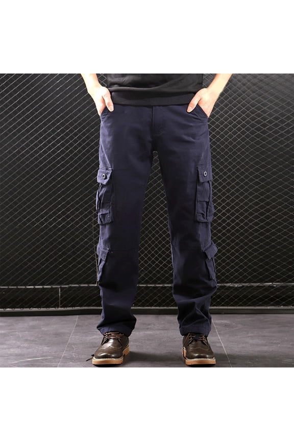Fleece Tactical Softshell Cargo Pants for Men Multi Pockets Windproof Waterproof Hiking Climbing Outdoor Baggy Fleece Trouser Navy Pants for Men Size 32