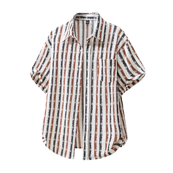 Fnnxeal Men Button Down Shirt Hawaiian Short Sleeve Casual Collared Summer Beach Coffee Shirts for Men Size XL